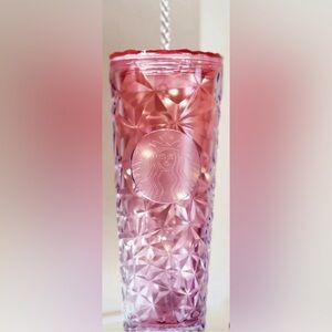 Starbucks China Translucent Red Diamond Gradient Tumbler